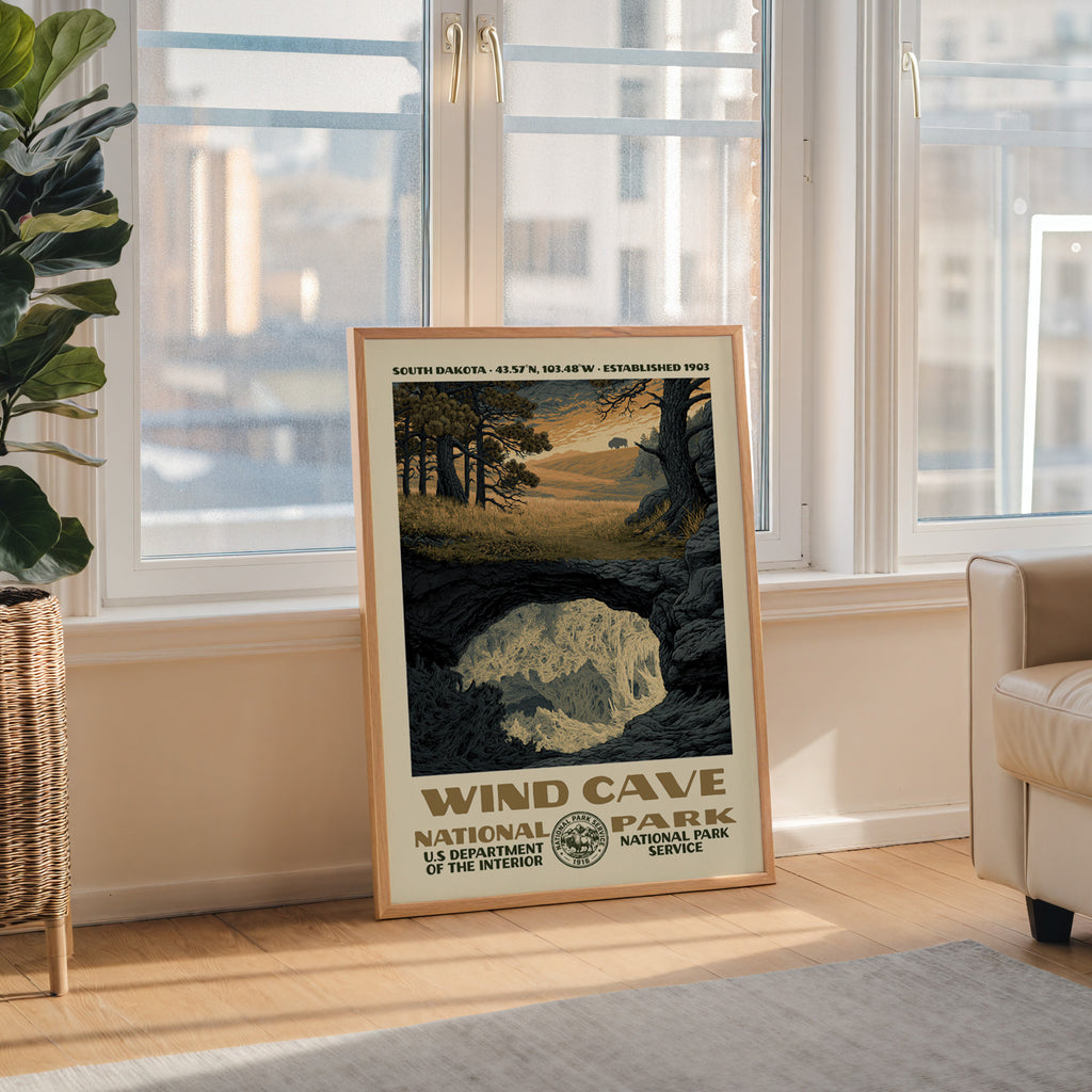 Wind Cave National Park Vintage WPA Art
