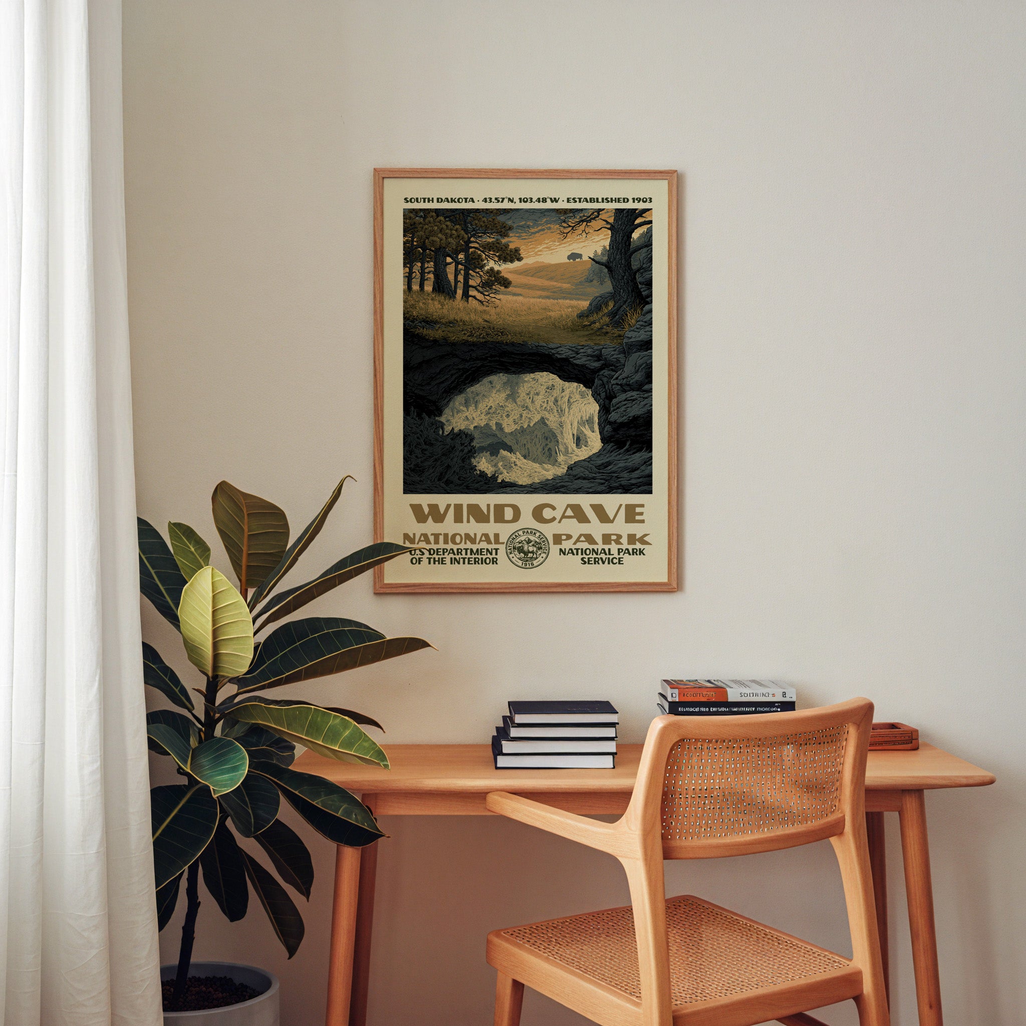 Wind Cave National Park Vintage WPA Art