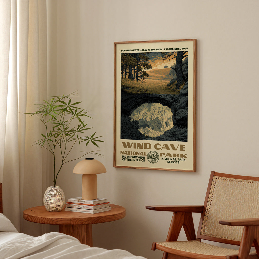 Wind Cave National Park Vintage WPA Art