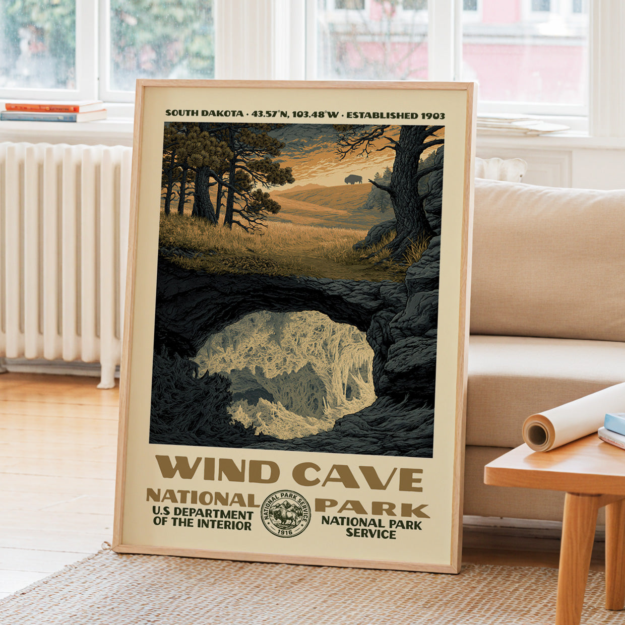Wind Cave National Park Vintage WPA Art