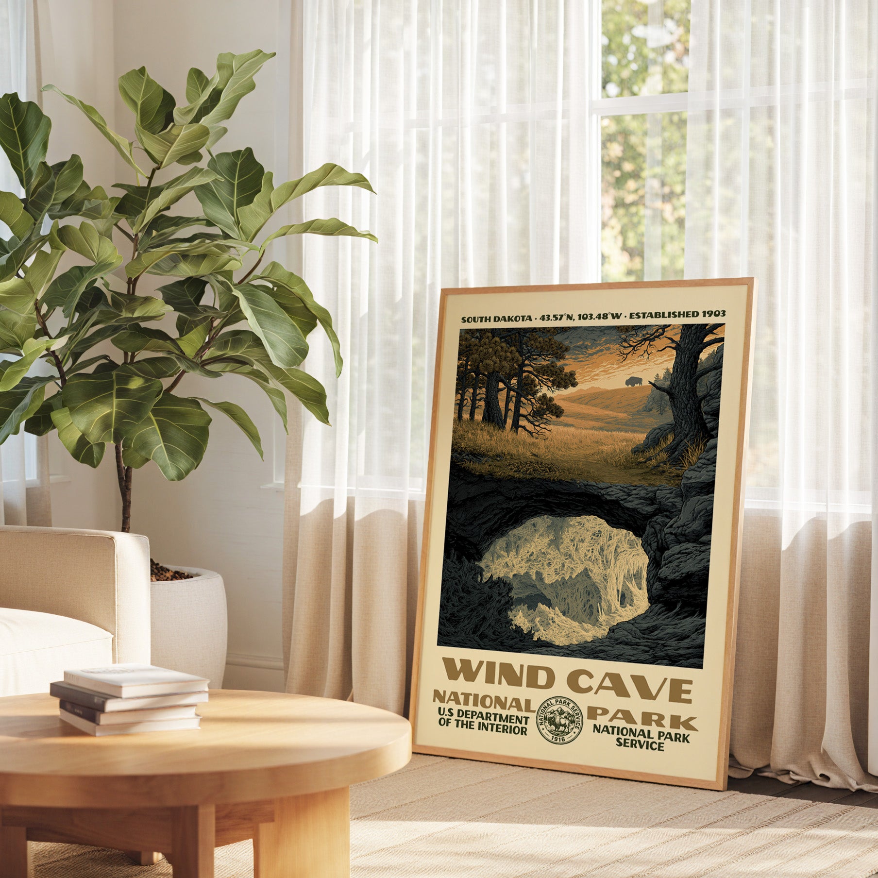 Wind Cave National Park Vintage WPA Art