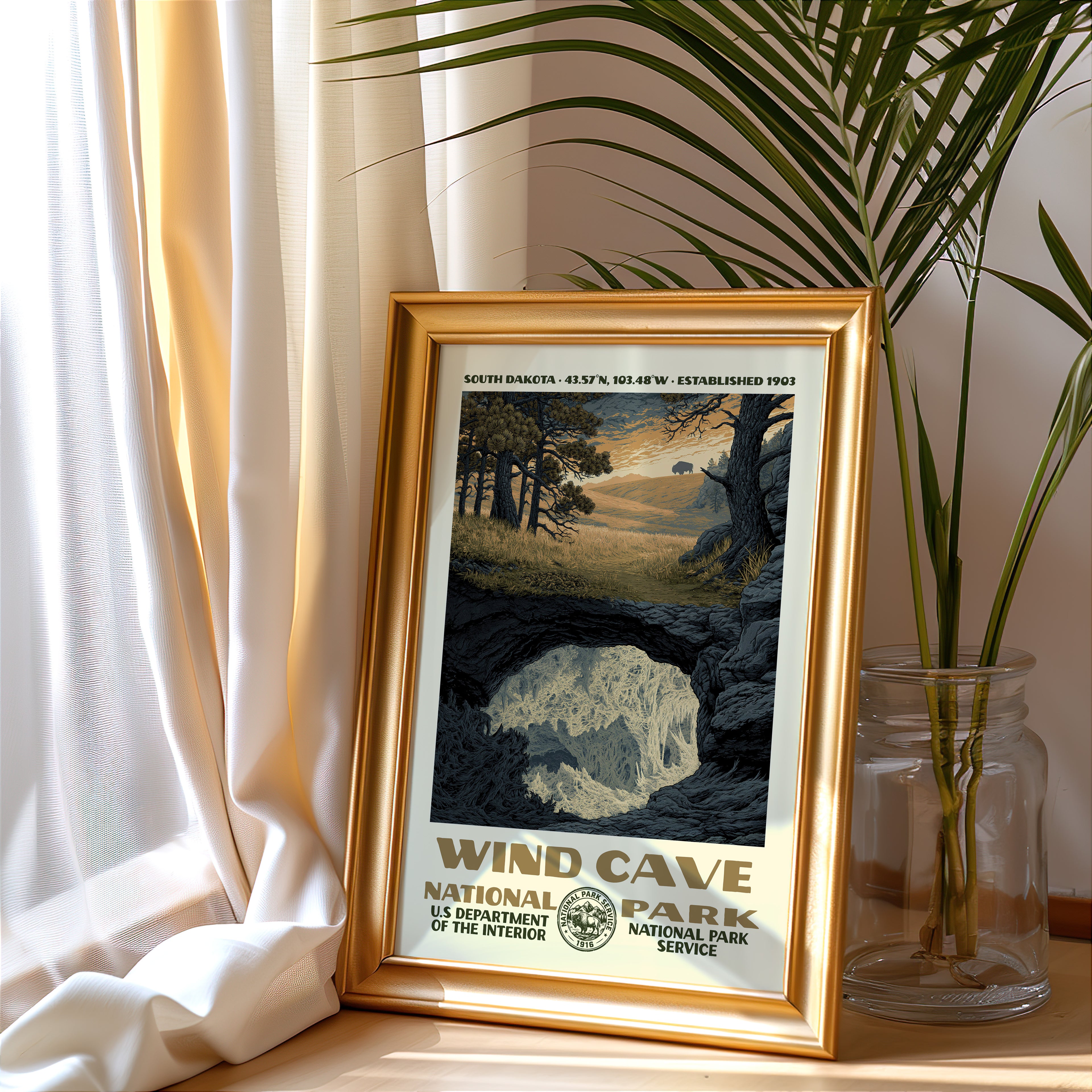 Wind Cave National Park Vintage WPA Art