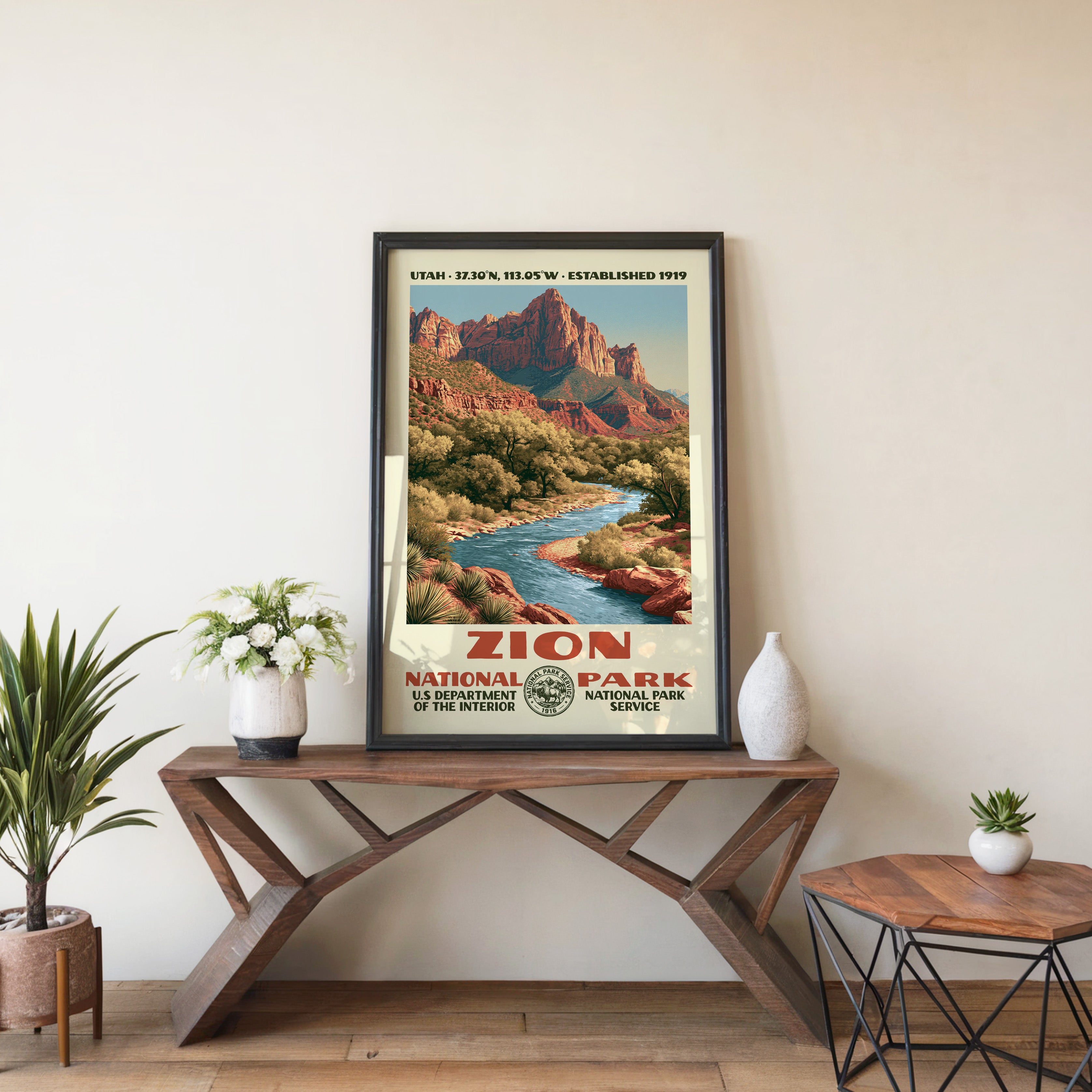 Zion National Park Vintage WPA Art