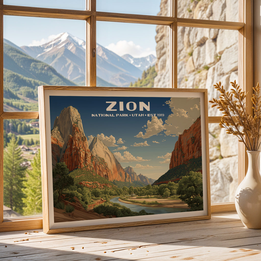Zion National Park Horizontal Vintage Art