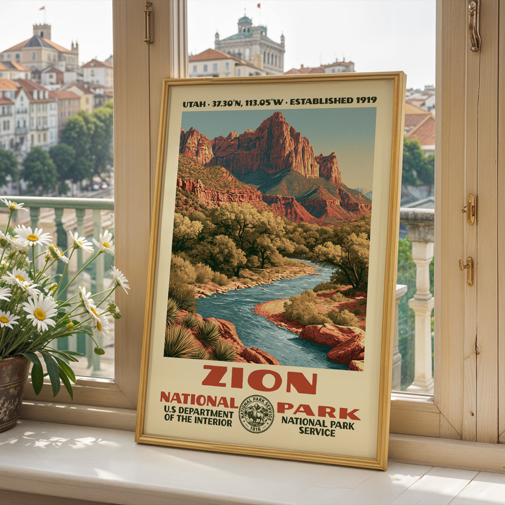 Zion National Park Vintage WPA Art