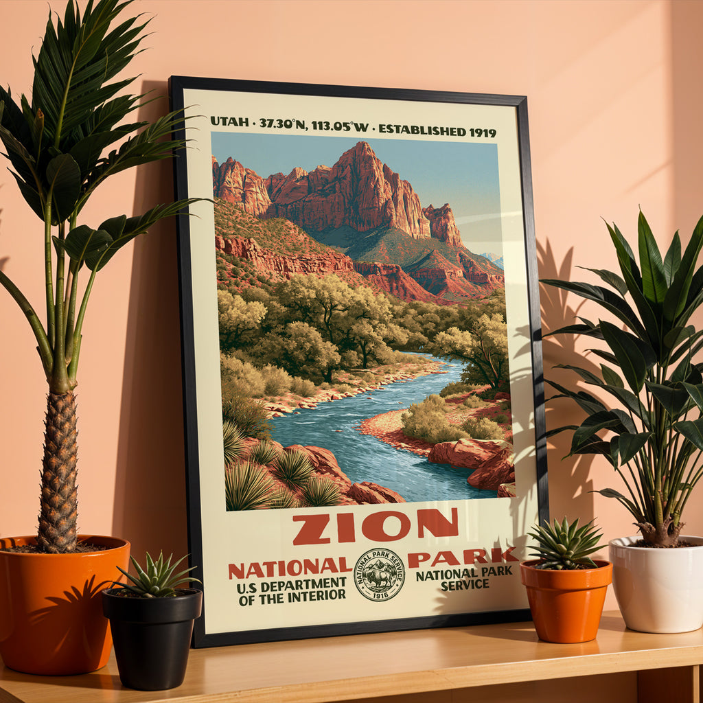 Zion National Park Vintage WPA Art