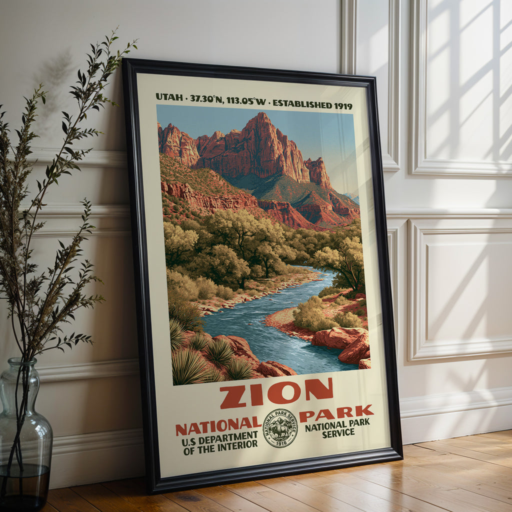 Zion National Park Vintage WPA Art