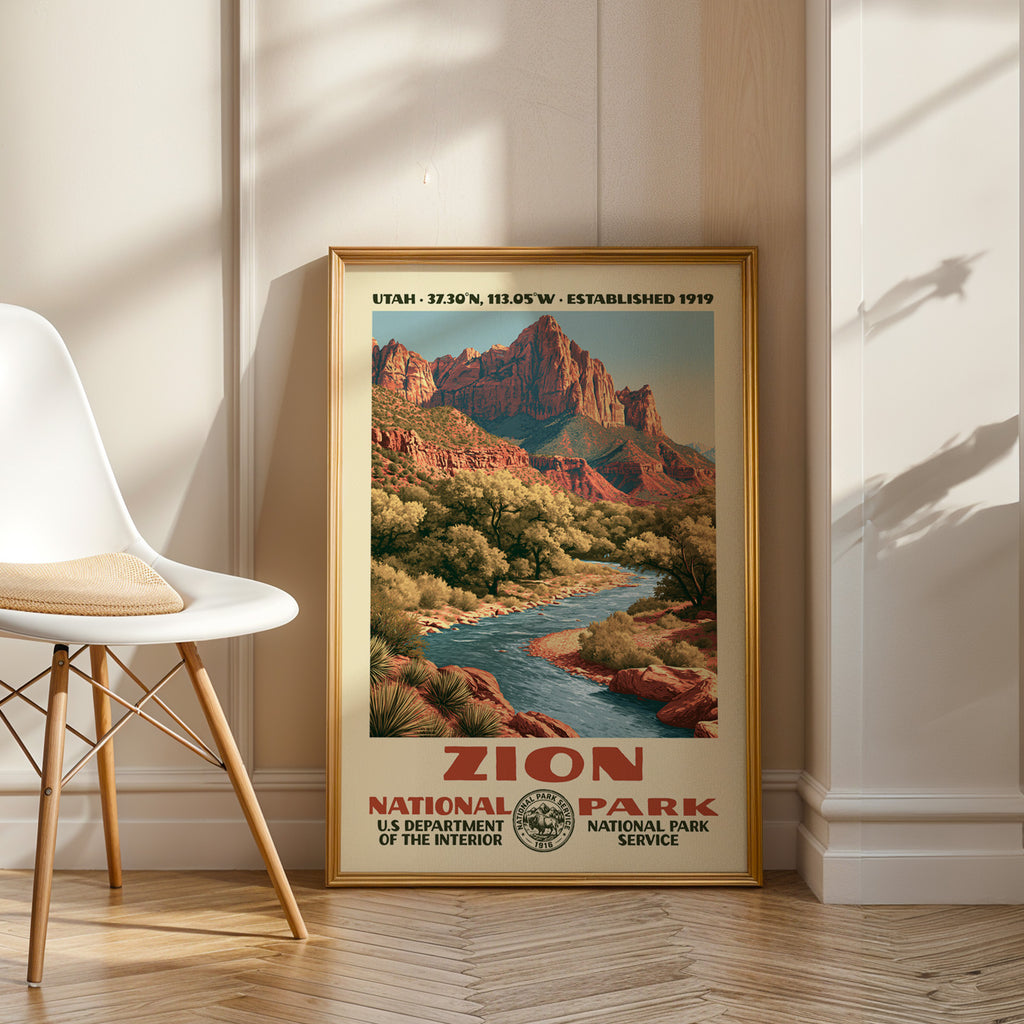 Zion National Park Vintage WPA Art