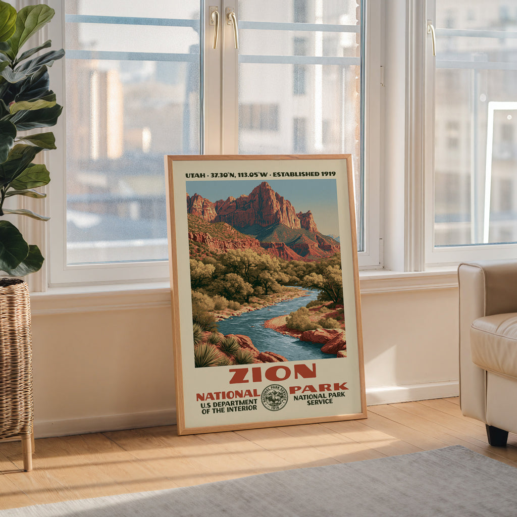 Zion National Park Vintage WPA Art