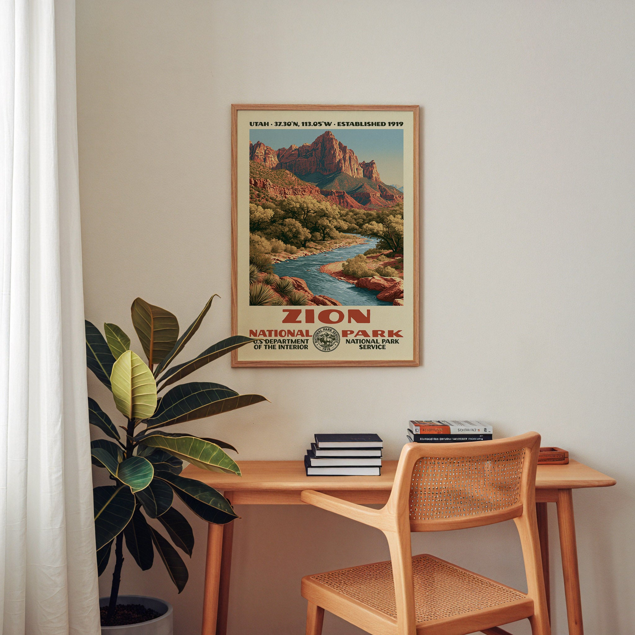 Zion National Park Vintage WPA Art