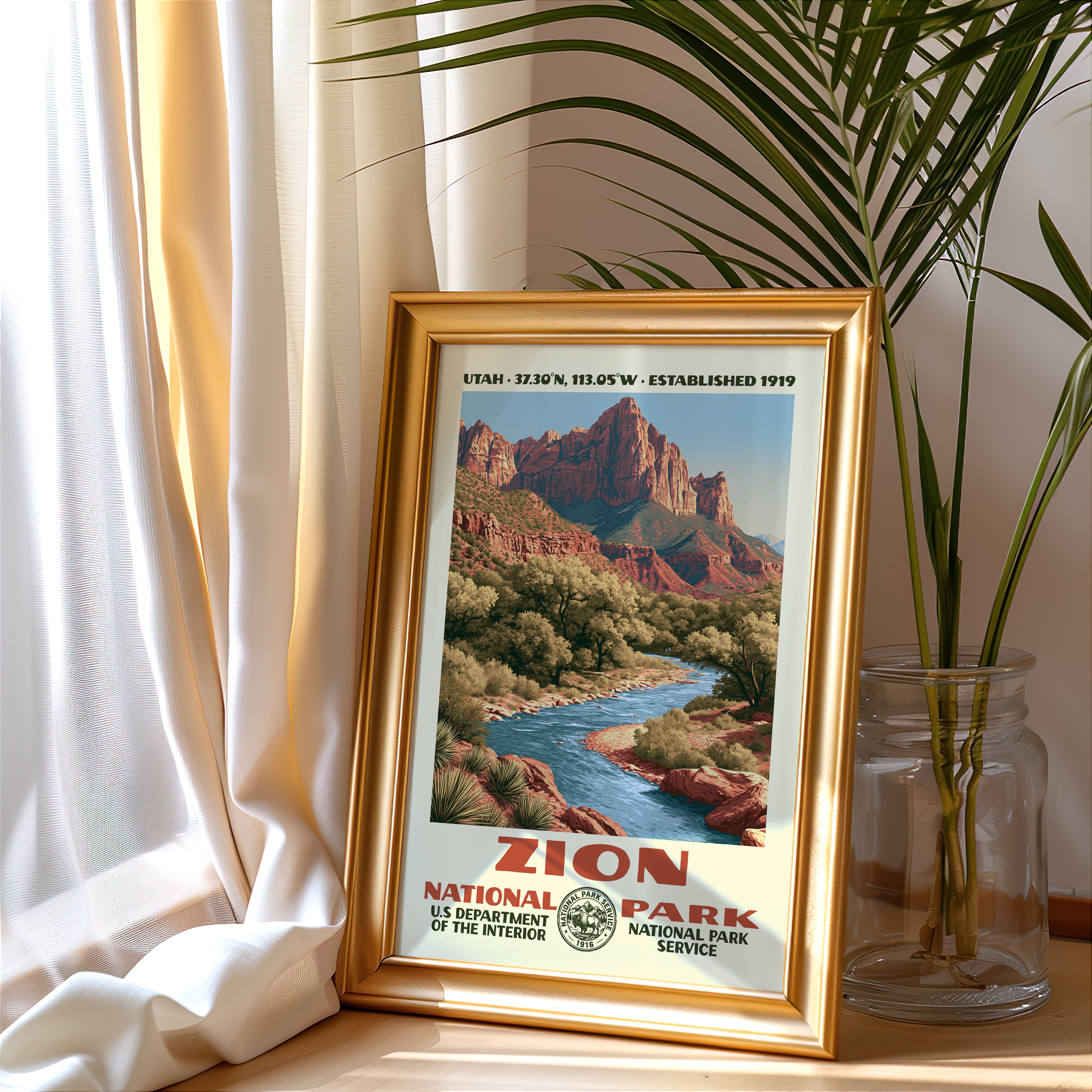 Zion National Park Vintage WPA Art