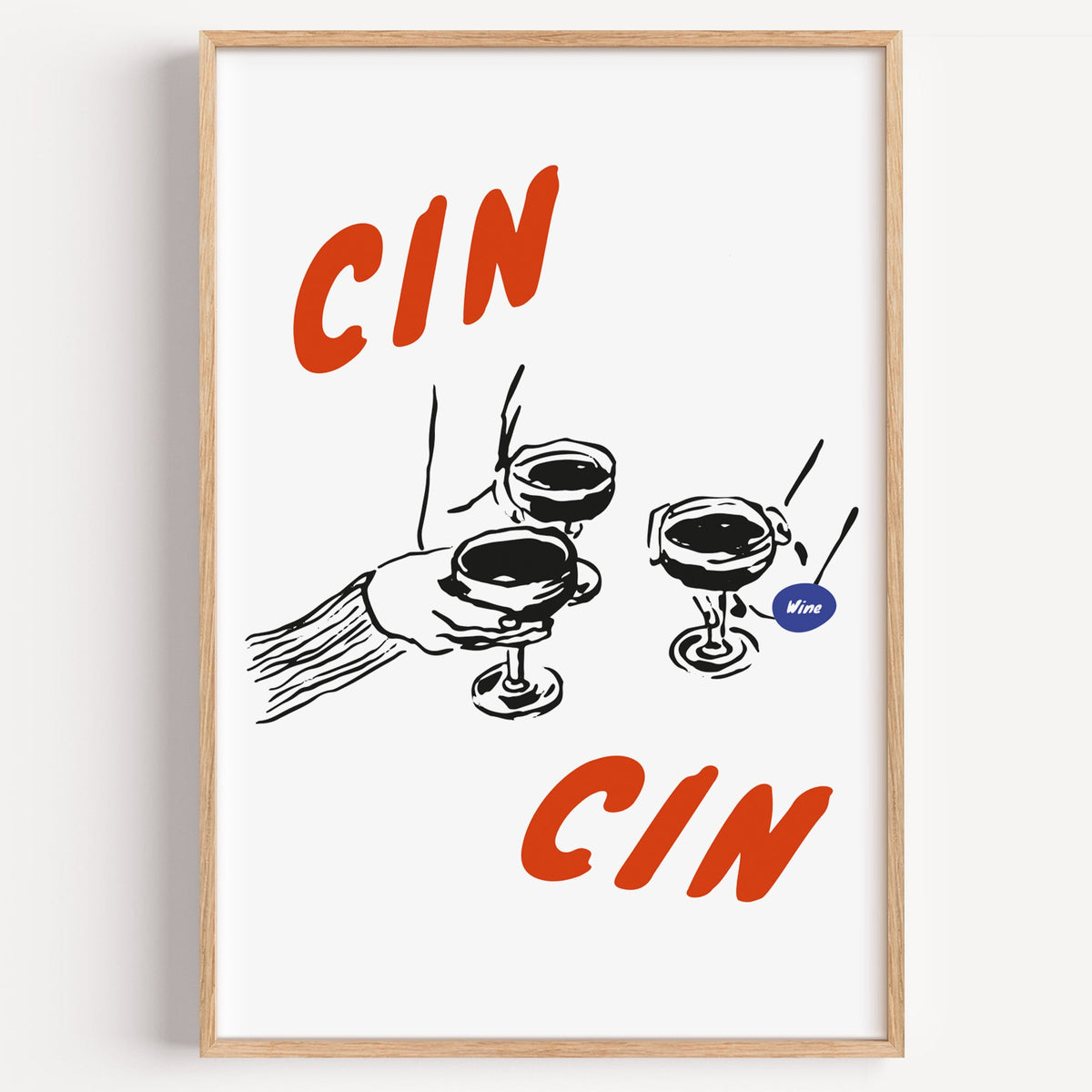 Cin Cin three espresso martinis poster on a plain white background