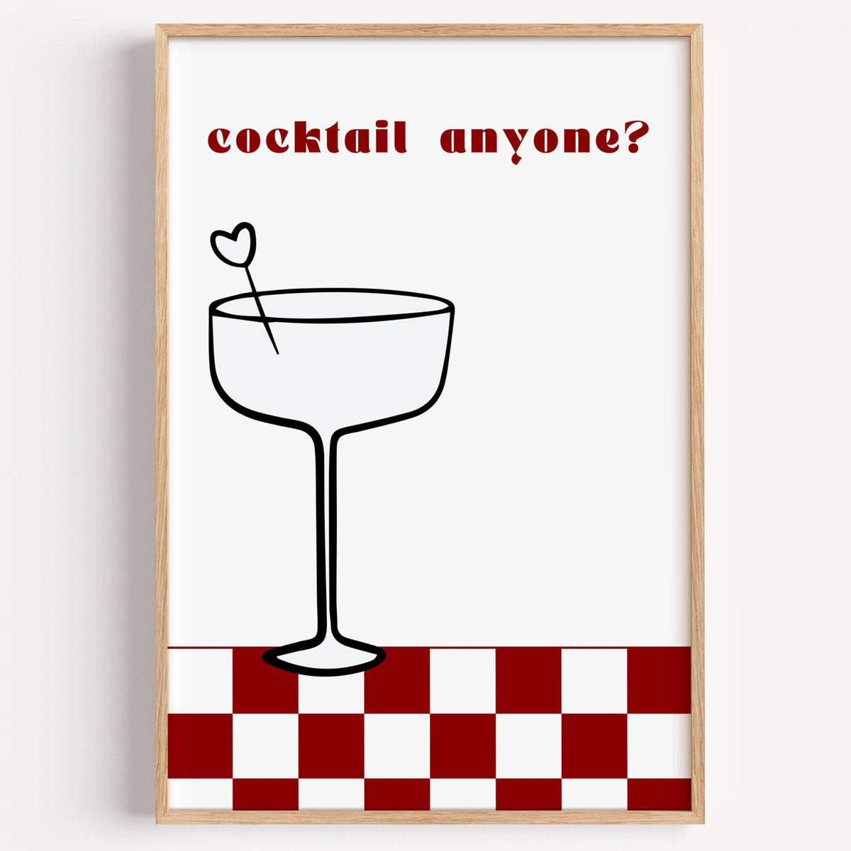 cocktail anyone? coupe check floor print in a light oak frame on a plain white wall