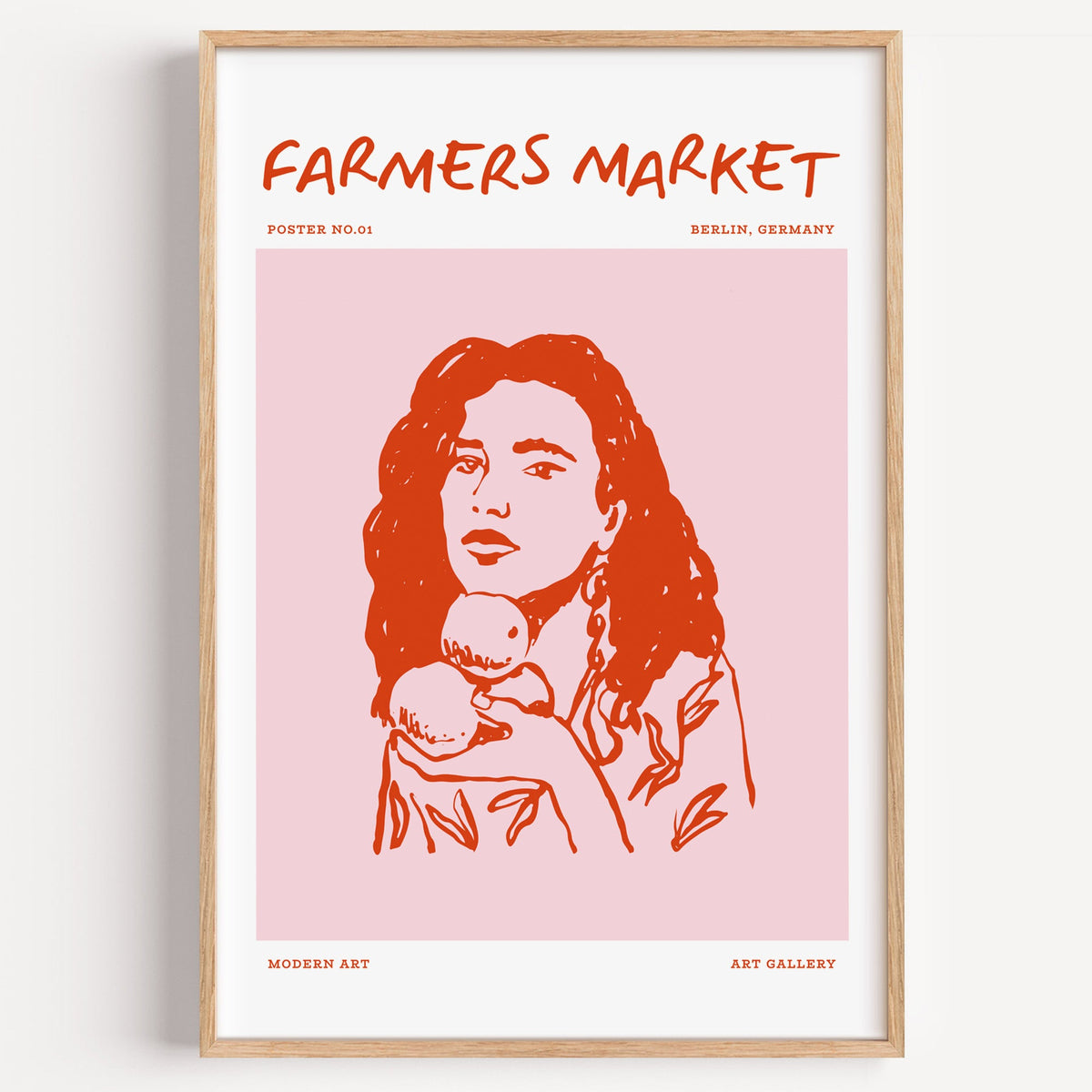 Farmers Market curly hair portrait poster on a plain white background
