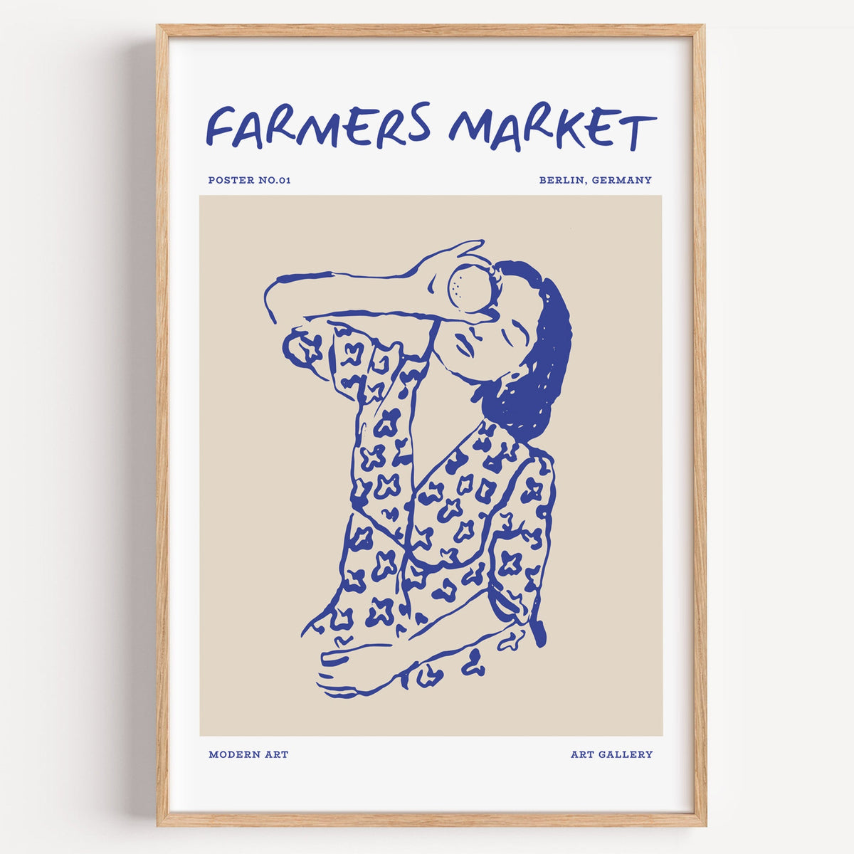 Farmers Market floral sleeve portrait poster on a plain white background