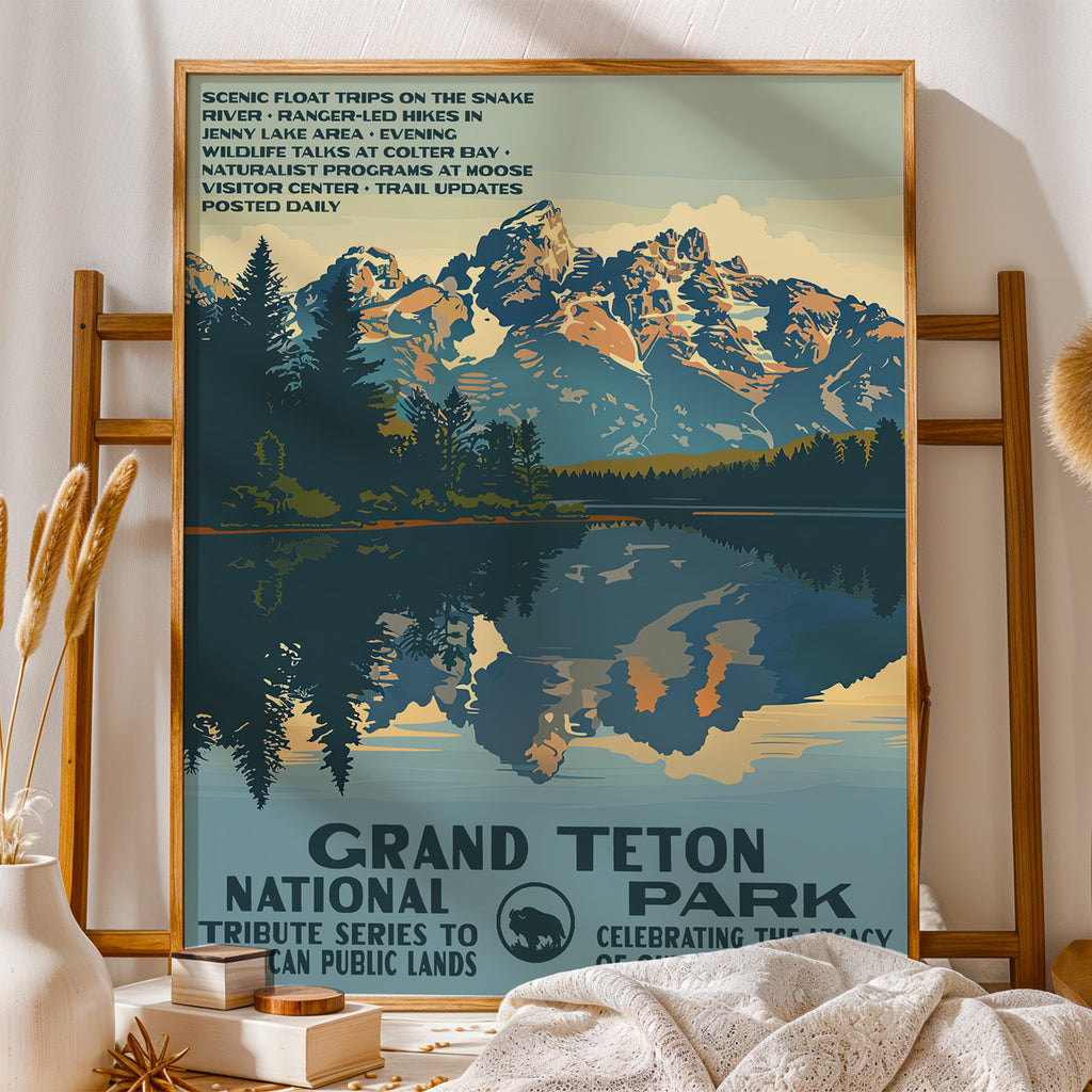 Grand Teton National Park Vintage WPA Art