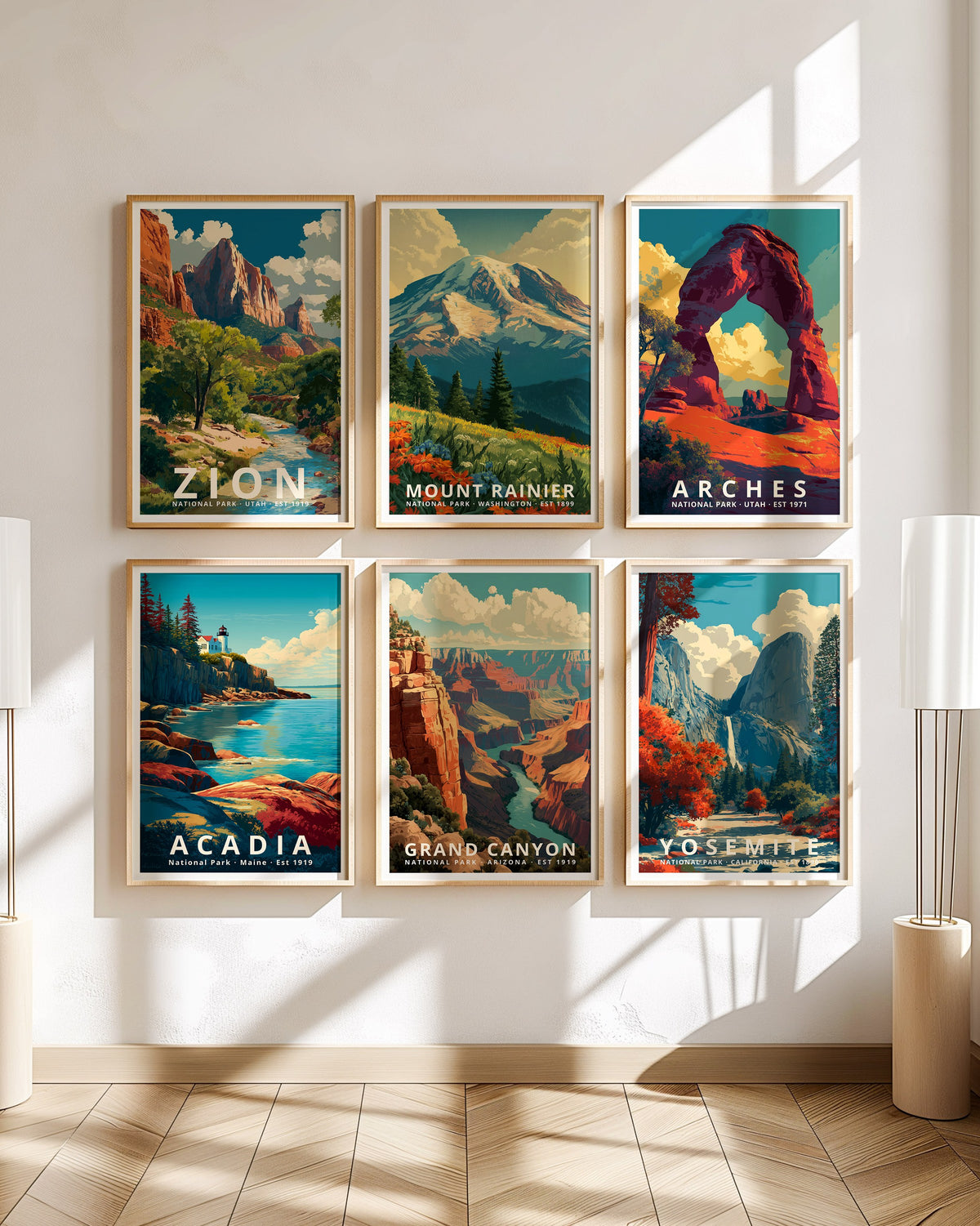 Mid-Century Modern National Parks Gallery Wall