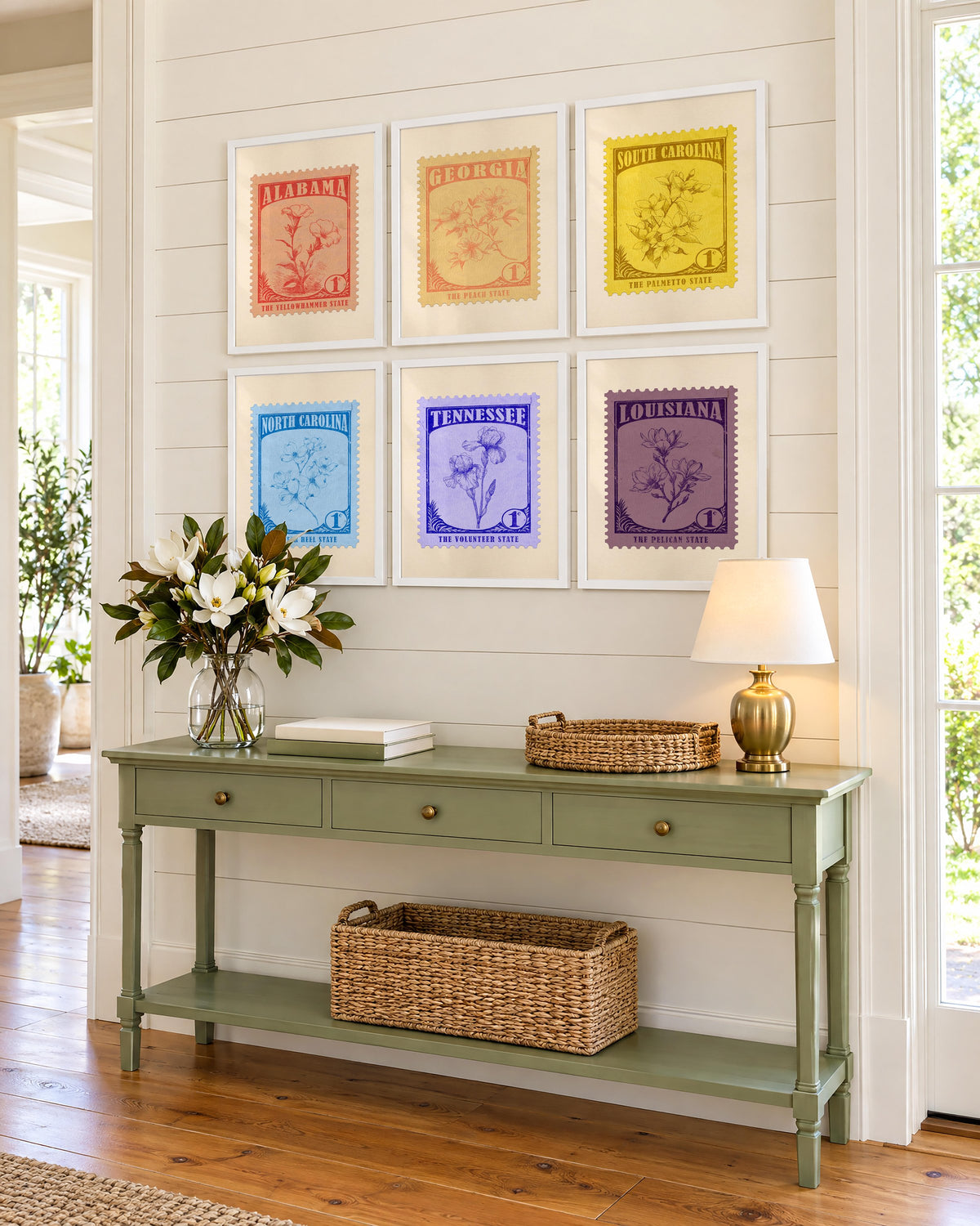 Southern State Flowers Stamp Gallery Wall