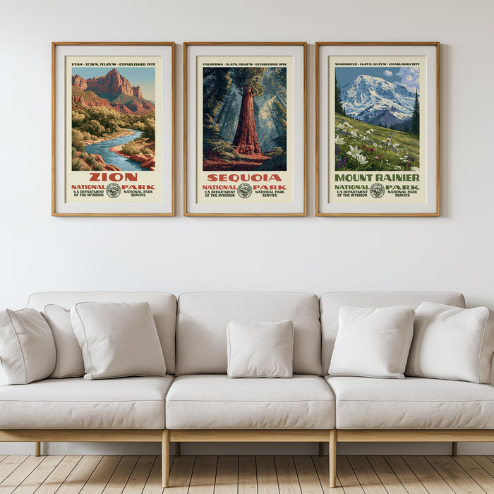Zion, Sequoia & Mount Rainier Gallery Wall
