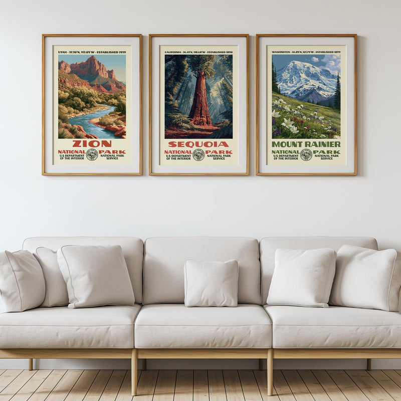 Zion, Sequoia & Mount Rainier Gallery Wall