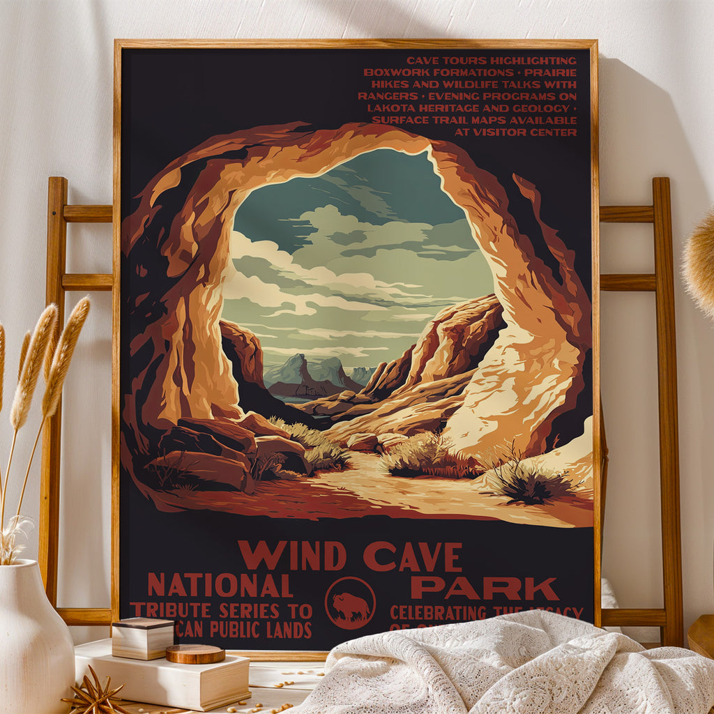 Wind Cave National Park Vintage WPA Art