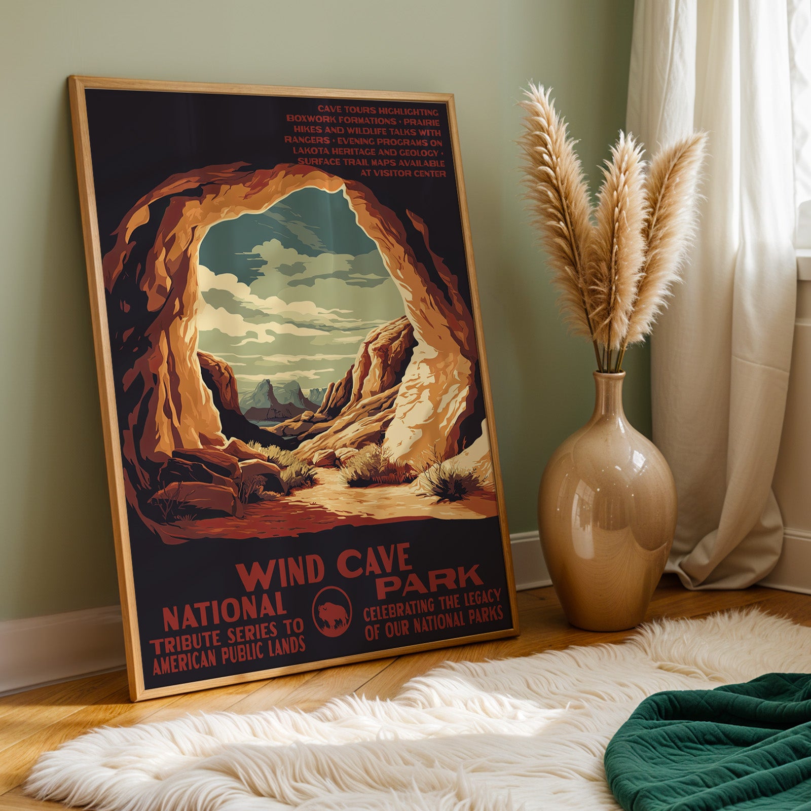 Wind Cave National Park Vintage WPA Art