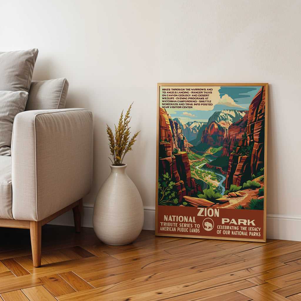 Zion National Park Vintage WPA Art