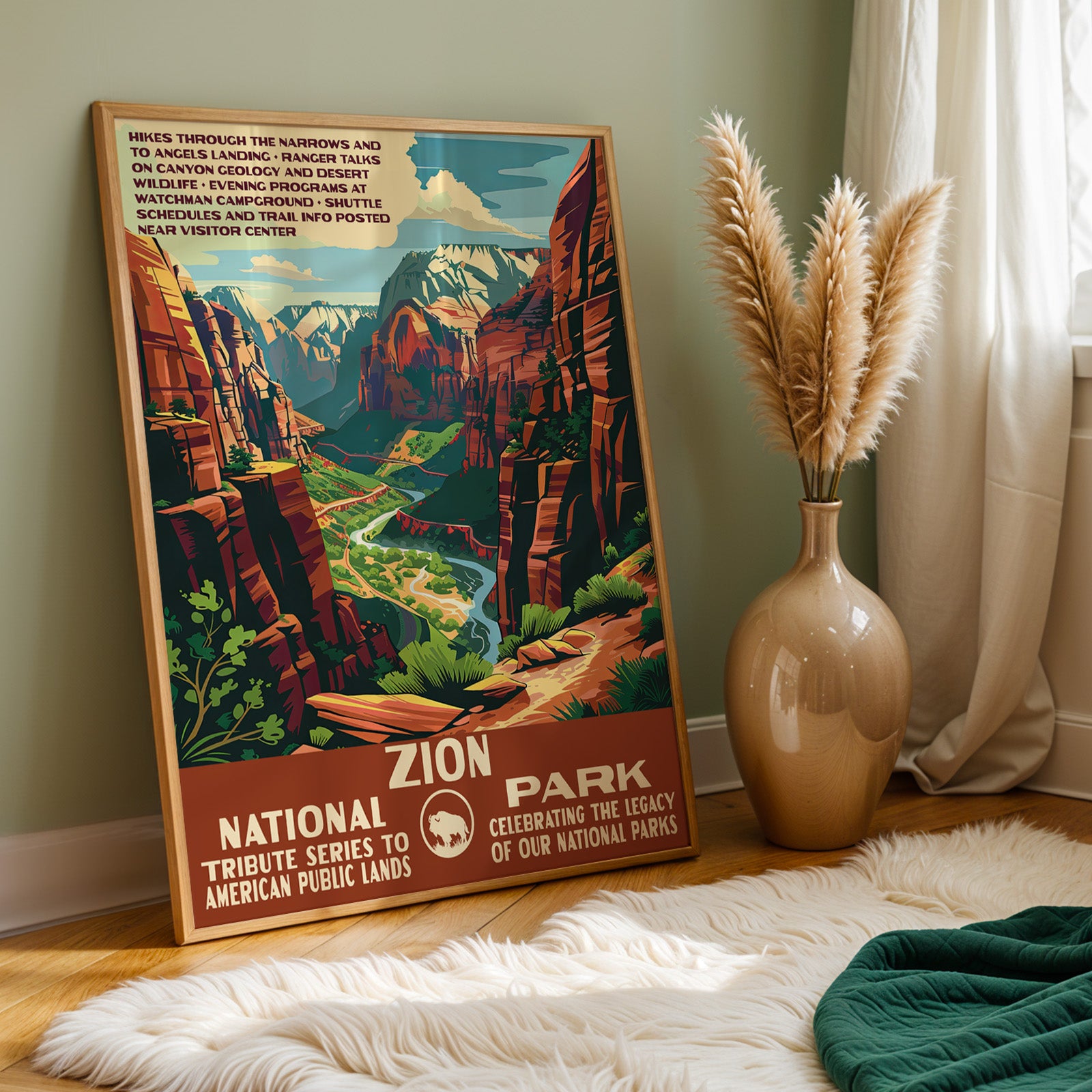 Zion National Park Vintage WPA Art